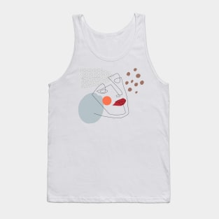 Line drawing face illustration,Minimalist, mid-century modern, boho design Tank Top